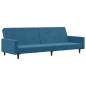 vidaXL Sofá cama de 2 plazas con taburete terciopelo azul vidaXL Sofá cama de 2 plazas con taburete terciopelo azul