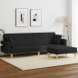 vidaXL Sofá cama de 2 plazas con taburete tela negro vidaXL Sofá cama de 2 plazas con taburete tela negro