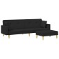 vidaXL Sofá cama de 2 plazas con taburete tela negro vidaXL Sofá cama de 2 plazas con taburete tela negro