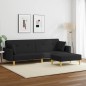 vidaXL Sofá cama de 2 plazas con taburete tela negro vidaXL Sofá cama de 2 plazas con taburete tela negro