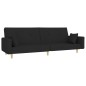 vidaXL Sofá cama de 2 plazas con taburete tela negro vidaXL Sofá cama de 2 plazas con taburete tela negro
