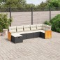 vidaXL Set de comedor de jardín 7 pzas y cojines ratán sintético negro vidaXL Set de comedor de jardín 7 pzas y cojines ratán sintético negro
