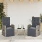 vidaXL Set comedor de jardín 3 piezas con cojines ratán sintético gris vidaXL Set comedor de jardín 3 piezas con cojines ratán sintético gris