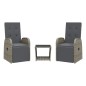 vidaXL Set comedor de jardín 3 piezas con cojines ratán sintético gris vidaXL Set comedor de jardín 3 piezas con cojines ratán sintético gris