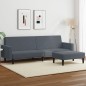 vidaXL Sofá cama de 2 plazas con taburete terciopelo gris oscuro vidaXL Sofá cama de 2 plazas con taburete terciopelo gris oscuro