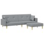 vidaXL Sofá cama de 2 plazas con taburete tela gris claro vidaXL Sofá cama de 2 plazas con taburete tela gris claro