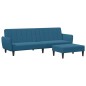 vidaXL Sofá cama de 2 plazas con taburete terciopelo azul vidaXL Sofá cama de 2 plazas con taburete terciopelo azul