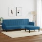 vidaXL Sofá cama de 2 plazas con taburete terciopelo azul vidaXL Sofá cama de 2 plazas con taburete terciopelo azul