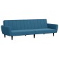 vidaXL Sofá cama de 2 plazas con taburete terciopelo azul vidaXL Sofá cama de 2 plazas con taburete terciopelo azul