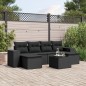 vidaXL Set de comedor de jardín 7 pzas y cojines ratán sintético negro vidaXL Set de comedor de jardín 7 pzas y cojines ratán sintético negro