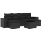 vidaXL Set de comedor de jardín 7 pzas y cojines ratán sintético negro vidaXL Set de comedor de jardín 7 pzas y cojines ratán sintético negro