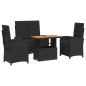 vidaXL Juego comedor jardín 4 piezas con cojines ratán sintético negro vidaXL Juego comedor jardín 4 piezas con cojines ratán sintético negro
