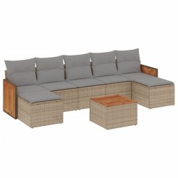 vidaXL Juego de sofás de jardín con cojines beige 8 pzas ratán PE