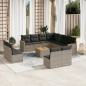 vidaXL Set de sofás de jardín 12 pzas con cojines ratán sintético gris