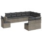 vidaXL Set de sofás de jardín 10 pzas con cojines ratán sintético gris vidaXL Set de sofás de jardín 10 pzas con cojines ratán sintético gris