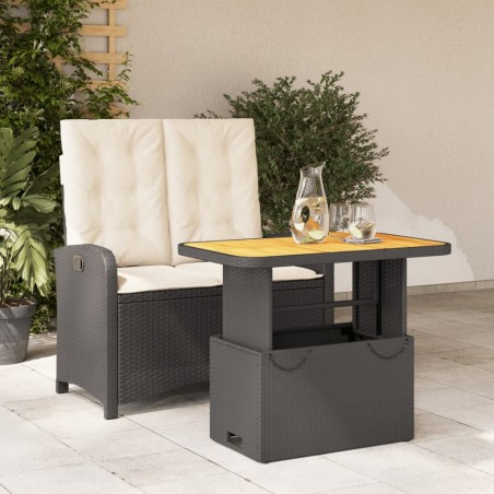 vidaXL Set comedor de jardín 2 pzas con cojines ratán sintético negro