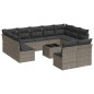 vidaXL Set de sofás de jardín 12 pzas con cojines ratán sintético gris