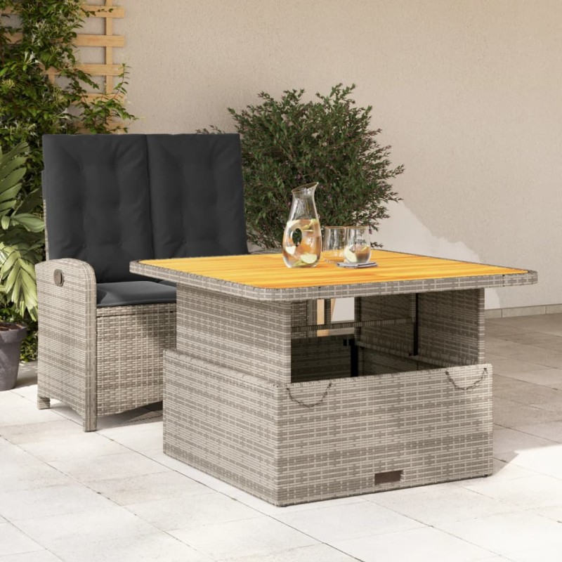vidaXL Juego de comedor jardín 2 pzas con cojines ratán sintético gris vidaXL Juego de comedor jardín 2 pzas con cojines ratán sintético gris