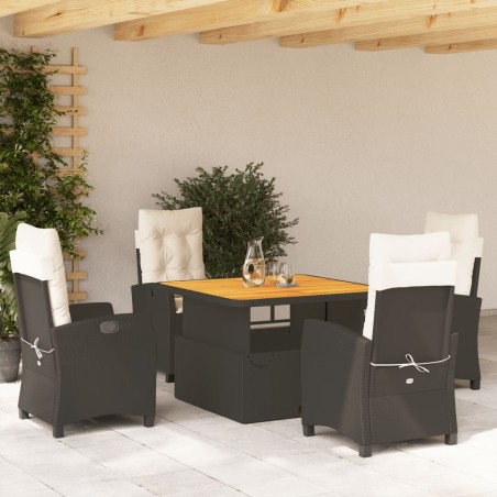vidaXL Set de muebles jardín 5 pzas con cojines ratán sintético negro