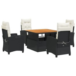 vidaXL Set de muebles jardín 5 pzas con cojines ratán sintético negro