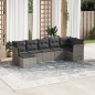 vidaXL Set de sofás de jardín 7 piezas con cojines ratán PE gris vidaXL Set de sofás de jardín 7 piezas con cojines ratán PE gris