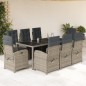 vidaXL Set comedor jardín 9 pzas y cojines ratán sintético gris vidaXL Set comedor jardín 9 pzas y cojines ratán sintético gris
