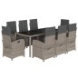 vidaXL Set comedor jardín 9 pzas y cojines ratán sintético gris vidaXL Set comedor jardín 9 pzas y cojines ratán sintético gris