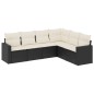 vidaXL Set de sofás de jardín 6 piezas y cojines ratán sintético negro vidaXL Set de sofás de jardín 6 piezas y cojines ratán sintético negro