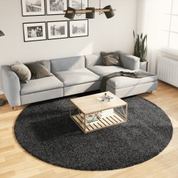 vidaXL Alfombra de pelo largo moderna gris antracita Ø 240 cm