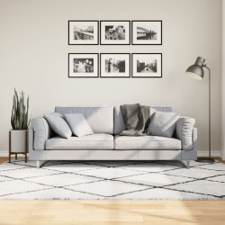 vidaXL Alfombra de pelo largo moderna crema y negro 160x230 cm