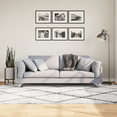 vidaXL Alfombra de pelo largo moderna crema y negro 160x230 cm