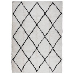 vidaXL Alfombra de pelo largo moderna crema y negro 160x230 cm