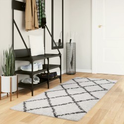 vidaXL Alfombra de pelo largo moderna crema y negro 80x200 cm