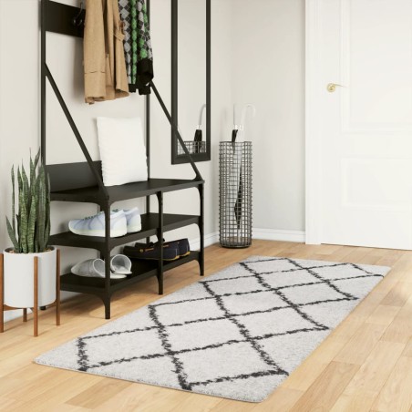vidaXL Alfombra de pelo largo moderna crema y negro 80x200 cm