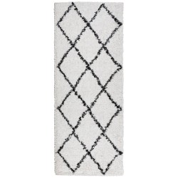 vidaXL Alfombra de pelo largo moderna crema y negro 80x200 cm