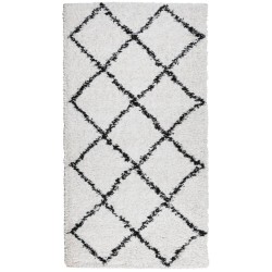 vidaXL Alfombra de pelo largo moderna crema y negro 60x110 cm