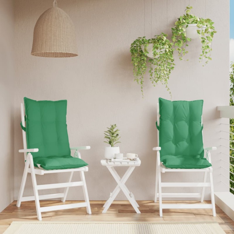 vidaXL Cojines de silla con respaldo alto 2 uds tela Oxford verde vidaXL Cojines de silla con respaldo alto 2 uds tela Oxford verde
