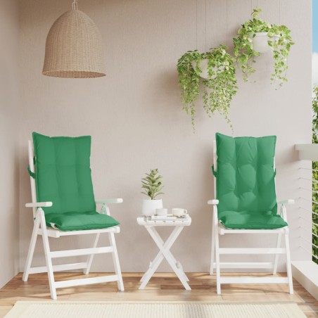 vidaXL Cojines de silla con respaldo alto 2 uds tela Oxford verde