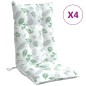 vidaXL Cojines silla respaldo alto 4 uds tela Oxford estampado hojas vidaXL Cojines silla respaldo alto 4 uds tela Oxford estampado hojas
