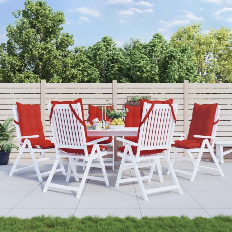 vidaXL Cojines de silla con respaldo alto 6 uds tela Oxford rojo vidaXL Cojines de silla con respaldo alto 6 uds tela Oxford rojo