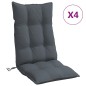 vidaXL Cojines de silla respaldo alto 4 uds tela Oxford gris antracita vidaXL Cojines de silla respaldo alto 4 uds tela Oxford gris antracita
