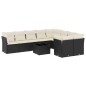 vidaXL Set de sofás de jardín 10 pzas cojines ratán sintético negro vidaXL Set de sofás de jardín 10 pzas cojines ratán sintético negro