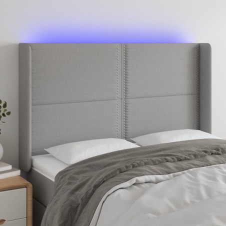 vidaXL Cabecero con LED de tela gris claro 147x16x118/128 cm