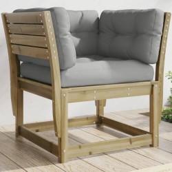 vidaXL Sofá jardín con reposabrazos con cojines madera pino impregnada