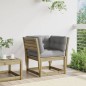 vidaXL Sofá jardín con reposabrazos con cojines madera pino impregnada vidaXL Sofá jardín con reposabrazos con cojines madera pino impregnada