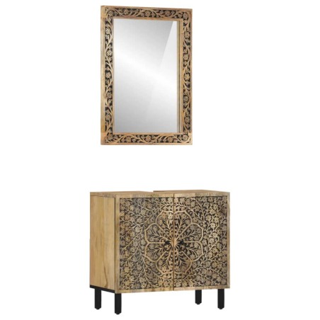 vidaXL Conjunto de muebles de baño 2 piezas madera maciza de mango