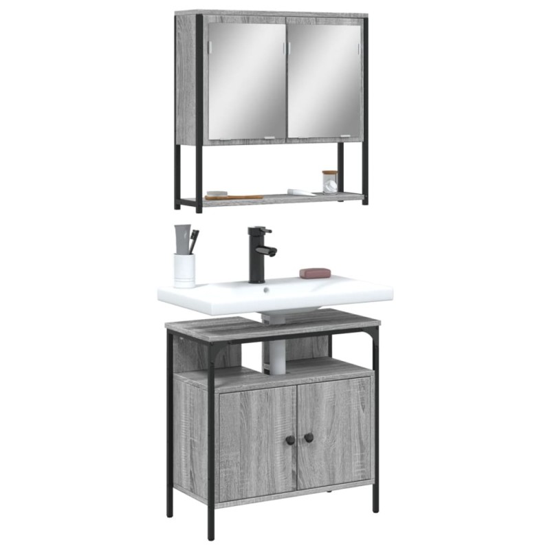 vidaXL Set de muebles de baño 2 pzas madera contrachapada gris sonoma vidaXL Set de muebles de baño 2 pzas madera contrachapada gris sonoma