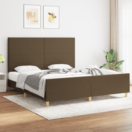 vidaXL Estructura de cama con cabecero de tela marrón 180x200 cm