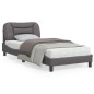 vidaXL Estructura de cama con cabecero cuero sintético gris 90x200 cm vidaXL Estructura de cama con cabecero cuero sintético gris 90x200 cm