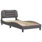 vidaXL Estructura de cama con cabecero cuero sintético gris 90x200 cm vidaXL Estructura de cama con cabecero cuero sintético gris 90x200 cm